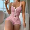 Conjunto de 2 piezas de chaleco y pantalones cortos para mujer, traje con estampado de corazón y lazo, sin mangas, con fruncido, pantalones cortos de cintura alta, ropa de estar por casa, ropa de dormir de verano