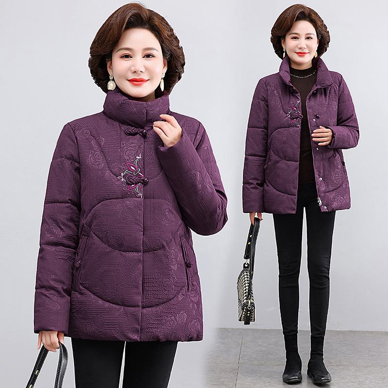 2025 Down cotton cotton jacket winter jacket for the elderly Grandma's outfit plus cotton and thickened padded jacket