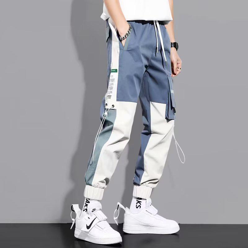 Men's Korean Style Multi-Pocket Jogger Cargo Pants - Spring/Summer Casual Long Pants for Students & Teens