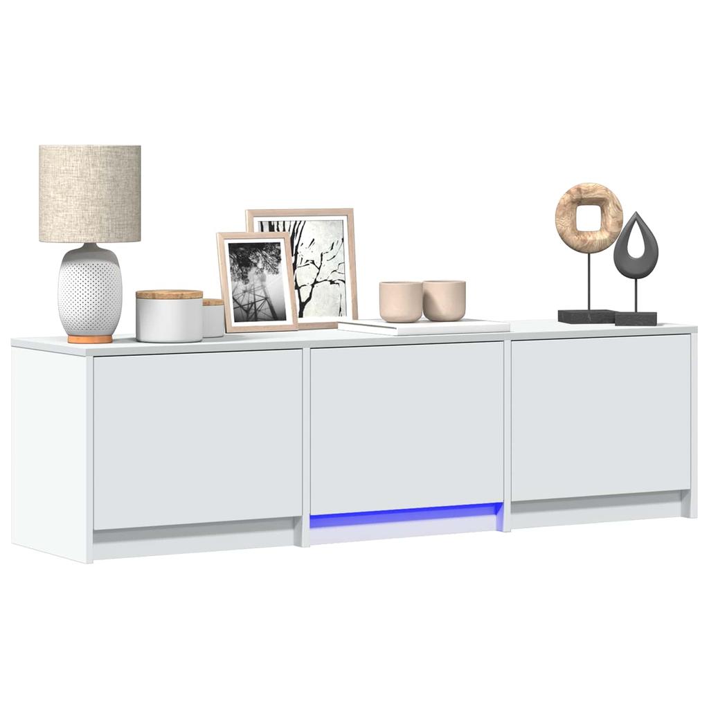 White TV Stand with LED Lighting 140 X 34 X 40 Cm Particleboard