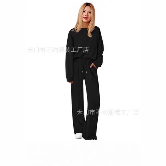 European and American women's clothing is popular, autumn and winter knitted sweater wide-leg pants casual two-piece set
