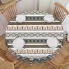 Round Fitted Greek Key Meander Baroque Floral Table Cloth Oilproof Tablecloth 70 Inches Table Cover for Kitchen Dinning