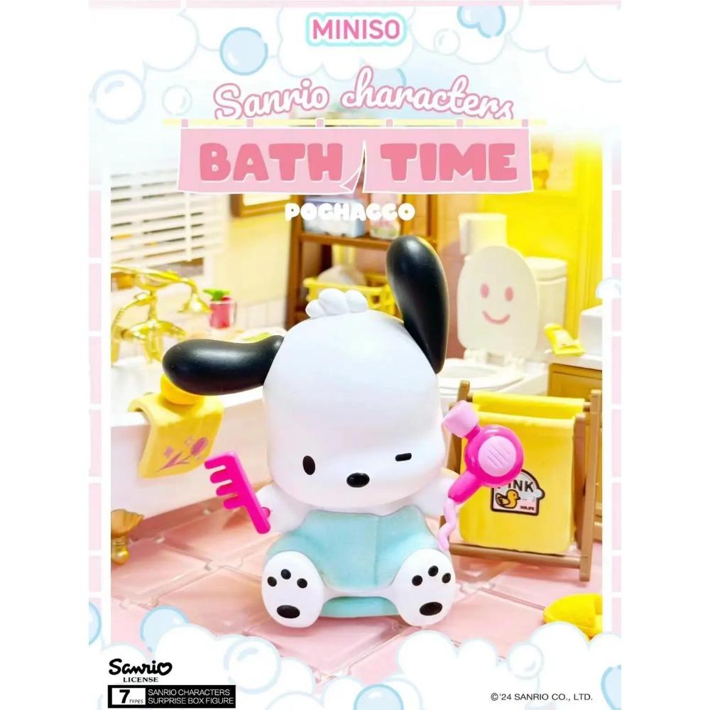 

MINISO X Sanrio Серия Время купания Фигурка-сюрприз Cinnamoroll Pompom Purin Pochacco Kuromi Hangyodon Аниме Таинственная кукла