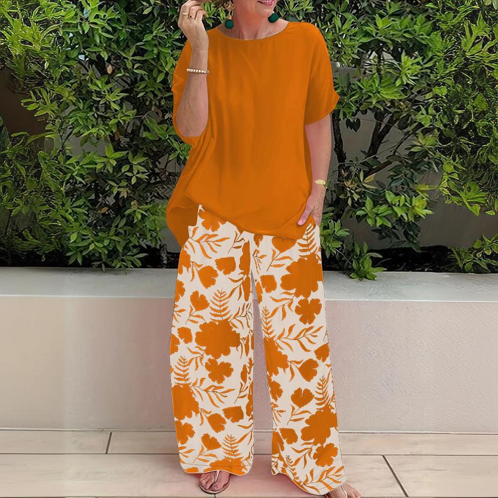 Women's Summer Fashion: Loose Printed Pants & Casual Top Two-piece Set