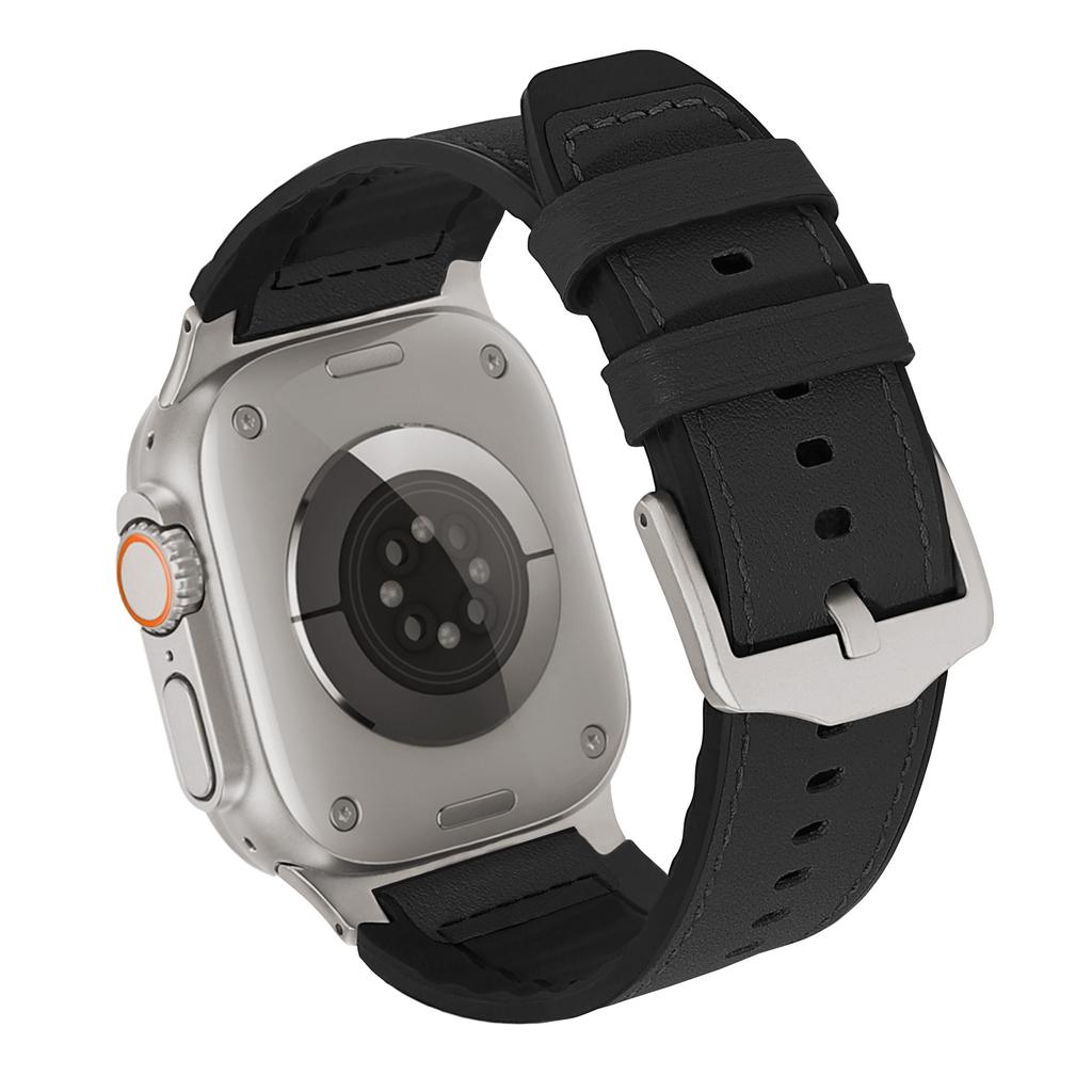 Wrist Strap for Apple Watch Series 10 Ultra 9 8 7 SE 6 5 4 3 2 1 46mm 49mm 45mm 44mm 42mm Silicone+Leather Covered Watch Band