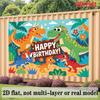 Dinosaur Birthday Banner, Green Reptile Backdrop Wall Decor for Kids Party