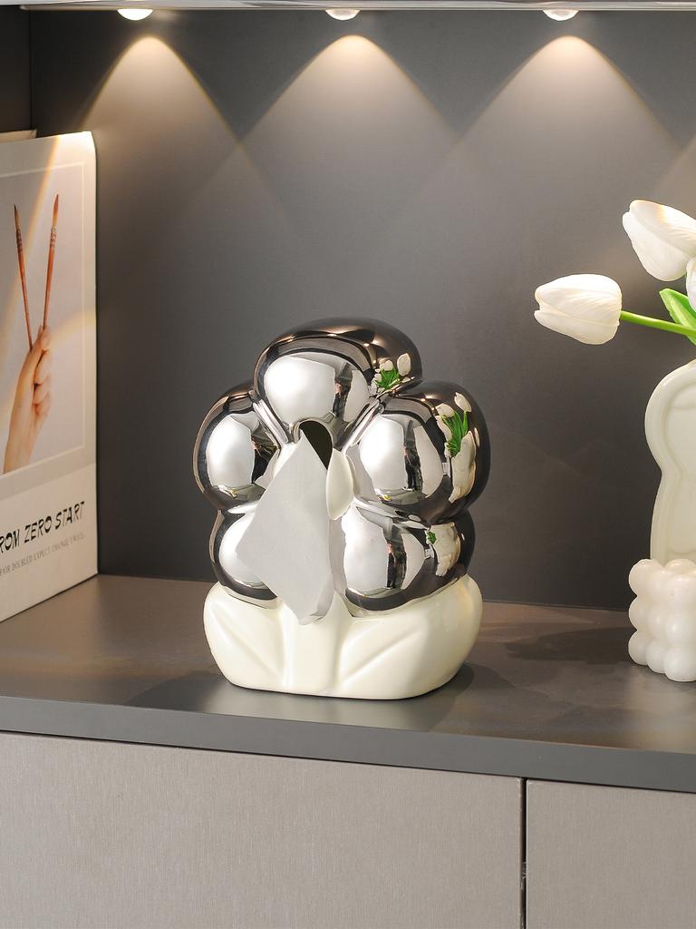 Creative Lovely Flower Tissue Box High-end Luxury Living Room Household Coffee Desktop Decoration Cream Wind Ceramic Napkin Box