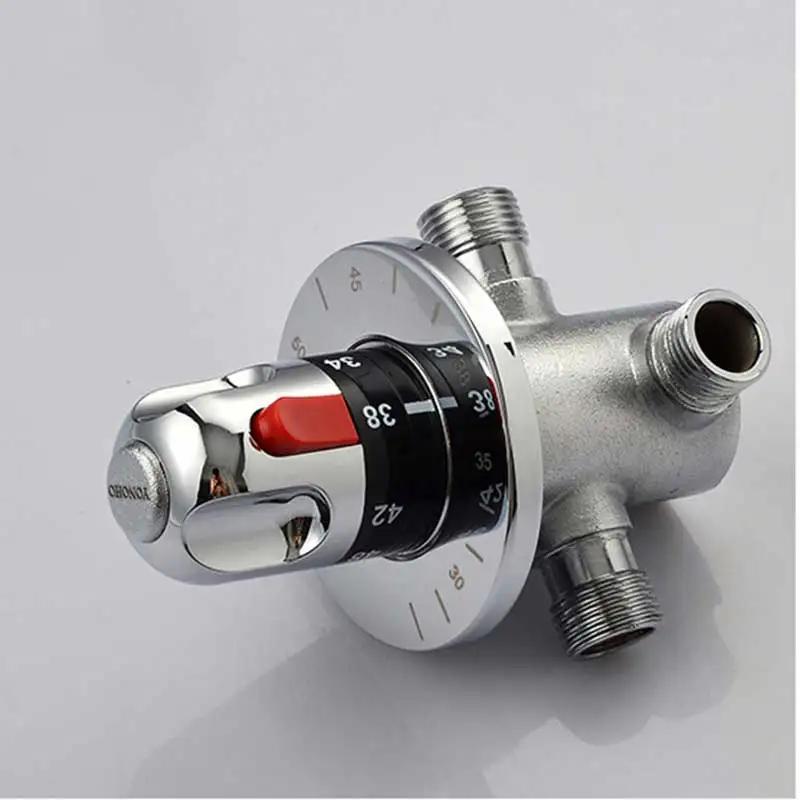 Chrome Thermostatic Brass Mixer Valve  Brass Cartridge Mixer Valve Hot Cold Water Temperature Control Mixer Bathroom Accessories