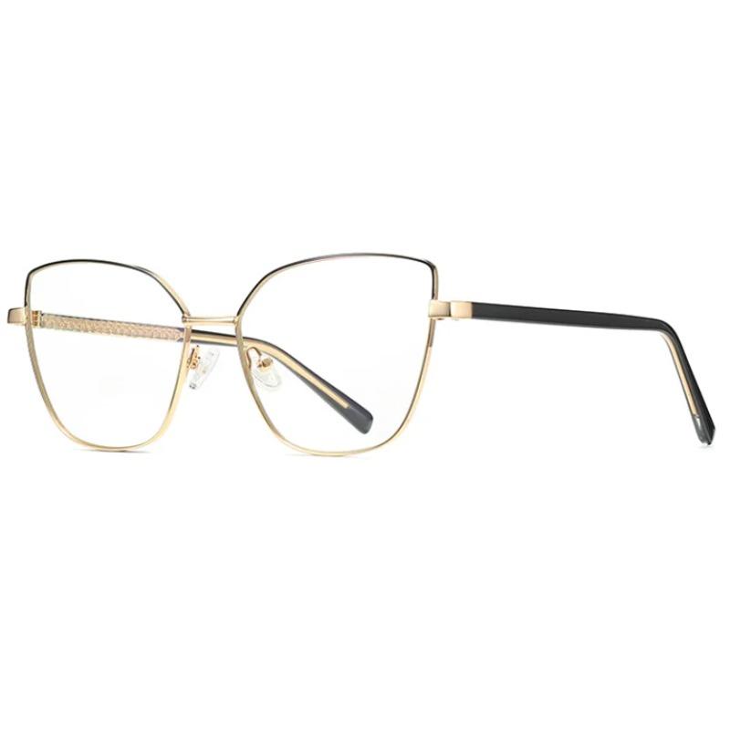 Elegant Cat Eye Reading Glasses Women Spring Hinge Metal Frame Blue Light Blocking Transparent Computer Eyeglasses