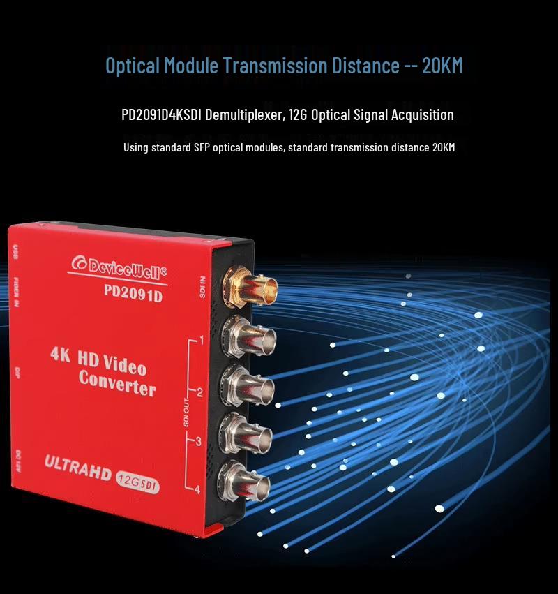 Devicewell PD2091D 12G/4K Demultiplexer 4-Link 3G SDI HD Signal