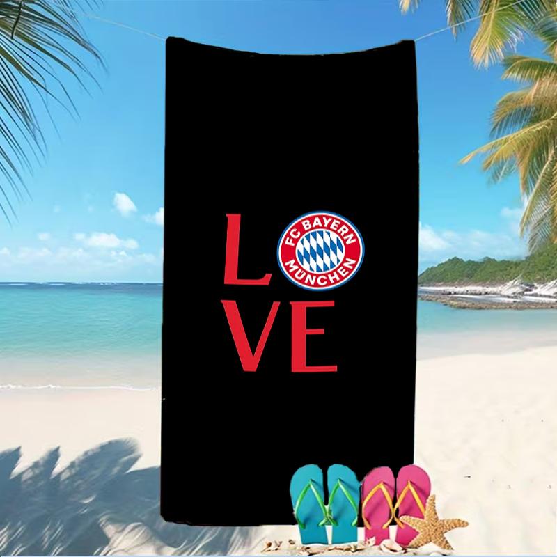 Beach Towel with FC Bayern München logo Pattern - soft,absorbent,machine washable Lightweight&Modern,swimming,Travel Essentials