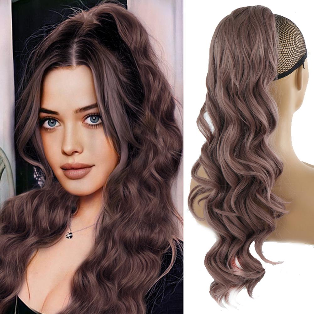 

Synthetic Long Wavy Ponytail Hair Synthetic Drawstring Ponytail Clip In Hairpiece Black Wave Ponytail for Women