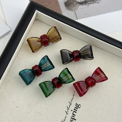 Exquisite Gold Label Acetic Acid Christmas Bow Hair Clips Side Notch Clips Minimally New Girl Hair Clips Forehead Clip Headpiece