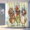 Cute Cartoon Chick Friends Shower Curtain Bathroom Decor Funny Bird Family Shower Curtain for Kids Bathroom