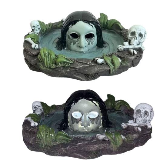 Yousheng Halloween Scary Ghost Ashtray, Spooky Resin Water Ghost Skull Ash Tray for Living Room, Home Office Desk Decor
