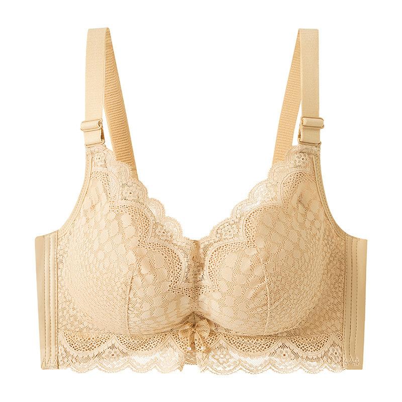 Sexy Lace Elegant Women's Underwear Thickened Small Breasts Show Large Breasts Gather No Steel Ring Adjustment Bra