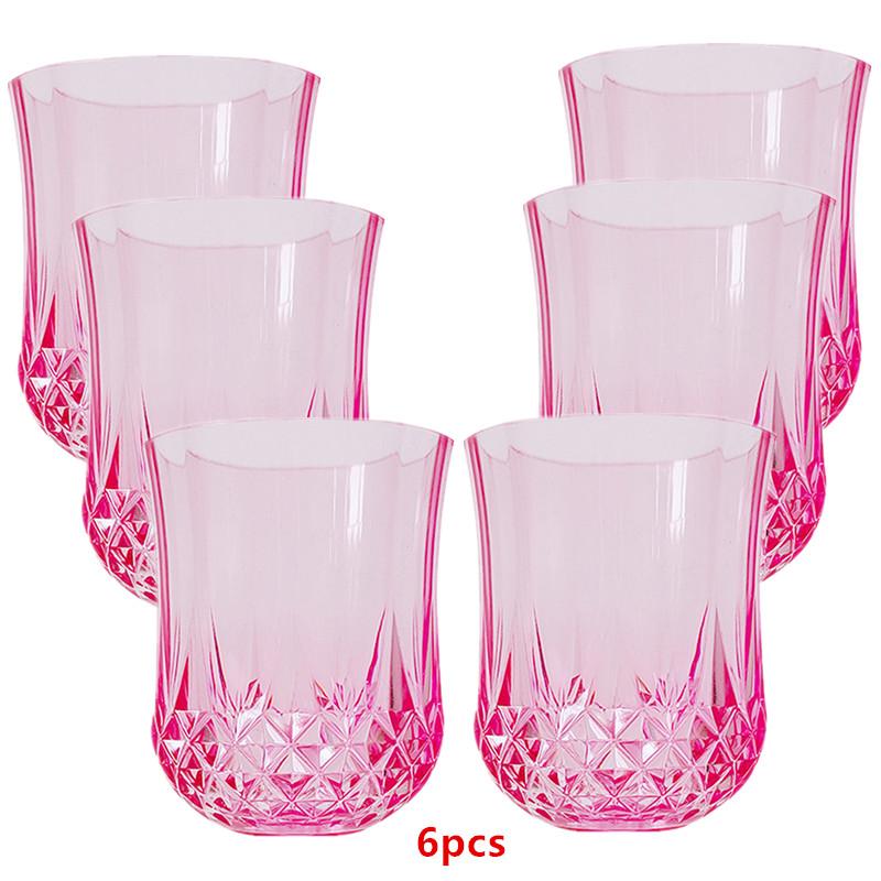 Diamond Textured Liquor Glass Set 6Pcs 90ml Retro European Style Stripe Plastic Cups for Daily Use Home Bar Holiday Party