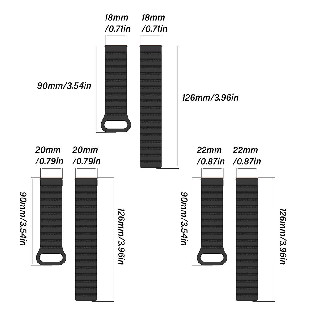 Silicone Watch Band Strap Bracelet Belt with Magnetic Closures Fit for 18mm 20mm 22mm Smartwatch Comfortable Daily Wear
