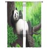 Panda Green Forest Bamboo Cute Sheer Curtains For Living Room Bedroom Kitchen Window Voile Drapes Home Decor