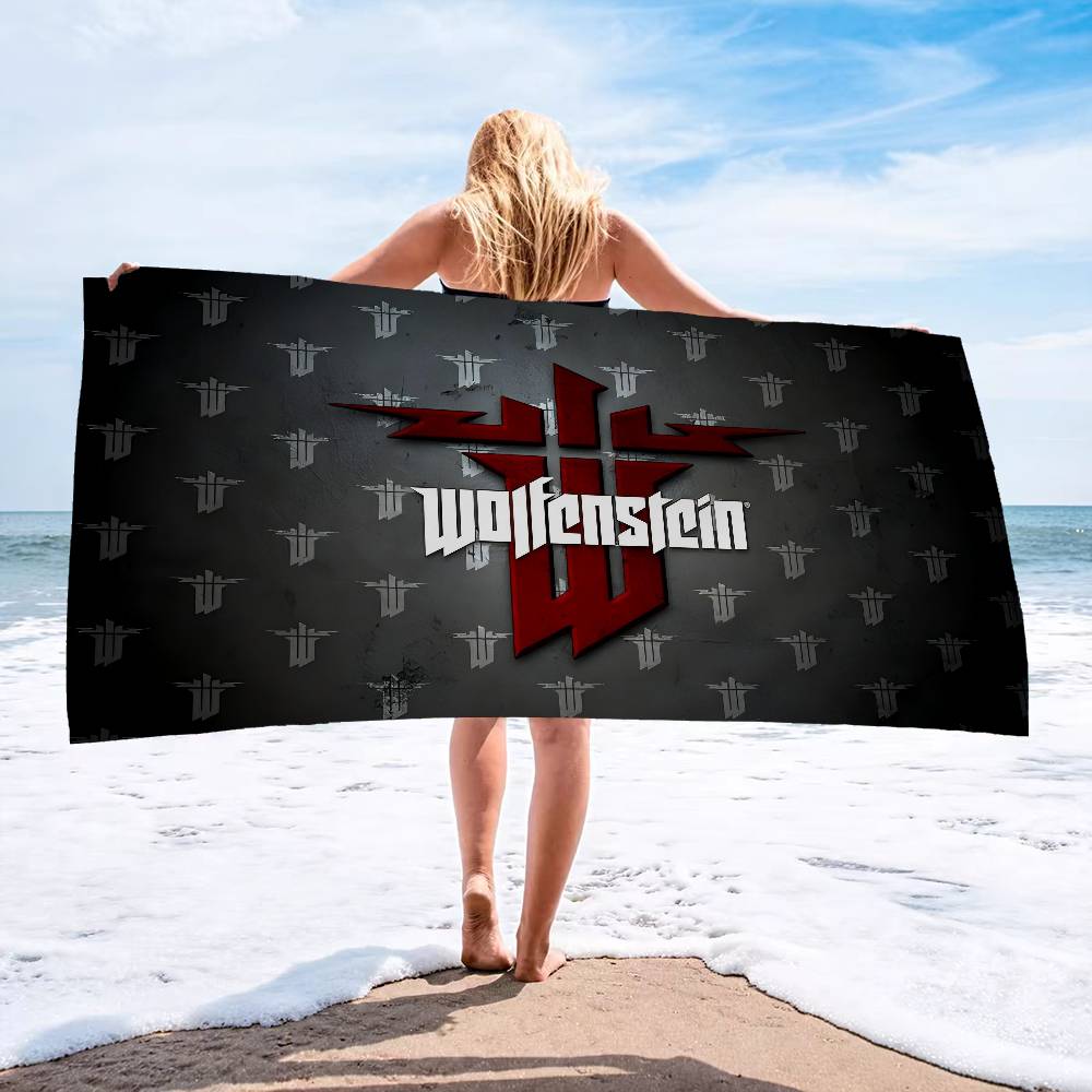 Wolfenstein Microfiber Printed Beach Towel Mountain Climbing Yoga Beach Swimming Running Absorbent Soft Towel