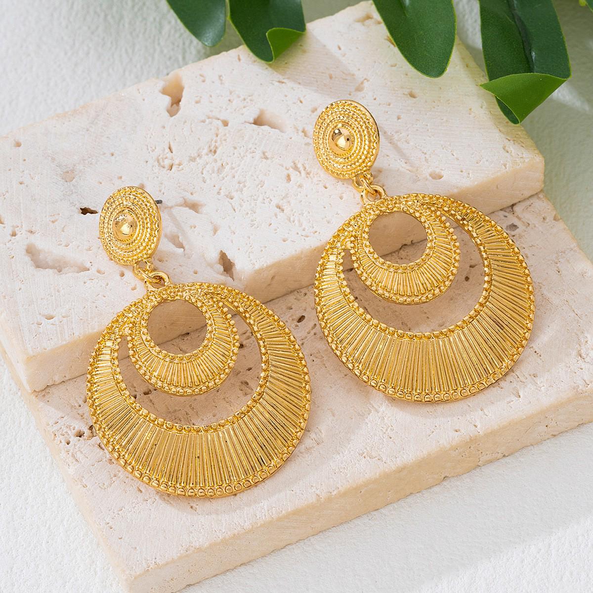 Exaggerated Geometric Hoop Dangle Metal Earrings - Women s Vacation Style Accessories