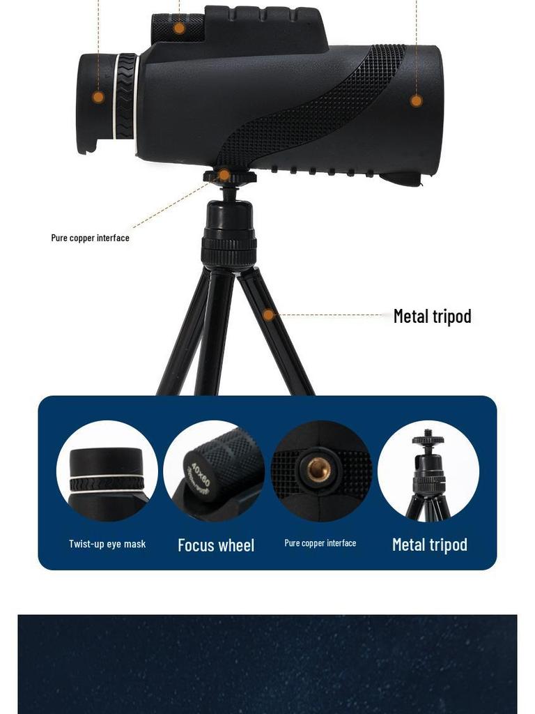 Portable HD Handheld Monocular Telescope for Night Vision and Low Light Photography