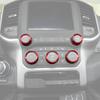 For Dodge Ram 1500 2019-2025 Red Interior A/C Radio Switch Knob Cover Trim Ring