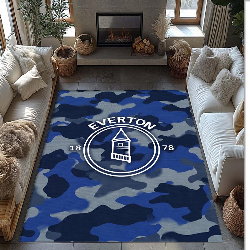 Tappeto in Velluto di Cristallo con Stampa Calcio Everton, Comodo Assorbente d'Acqua Antiscivolo Tappeto per Pavimenti Interni