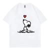 Snoopy Cartoon Anime Women Tshirt Summer Short Sleeve White Cotton Unisex Tee Shirts Tops 2026 New Fashion Couple Clothes Tops