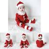 Adorable Christmas Baby Knitted Romper Jumpsuit Outfit W/ Santa Claus Sweater Hat