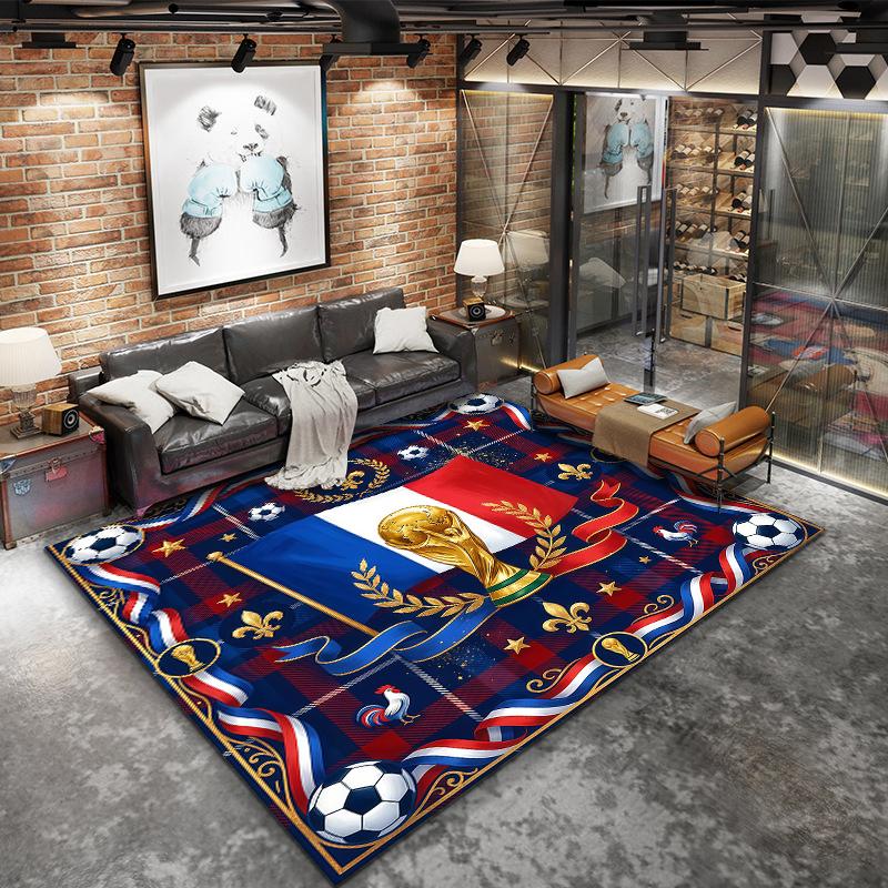World Cup Football Pattern Square Carpet,Area Rug,Carpet Rug for Living Room Bedroom Sofa Playroom Decor,Non-slip Floor Mat,Holiday Birthday Gifts