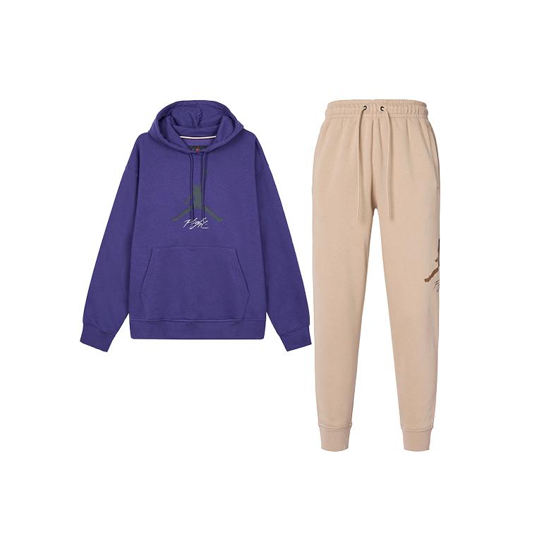 

Jordan Трикотажные спортивные штаны с флисовой подкладкой и манжетами, простой универсальный повседневный спортивный комплект с длинным рукавом, унисекс, спортивные штаны FD7546-502+FD7346-200 XXL