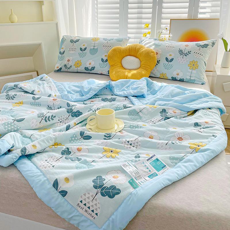 Cartoon Cotton Linen Summmer Blanket Breathable Adult Child Quilt for Summer Washable Air Conditioning Comforter Lightweight