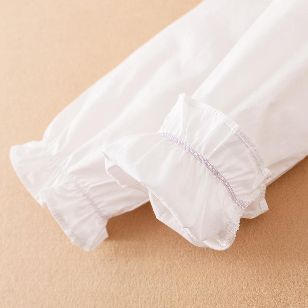 Camisa de Menina Colarinho Bordado Blusa de Manga Comprida para Menina Bebê Fofa Idade 2-6 Camisa Infantil Branca