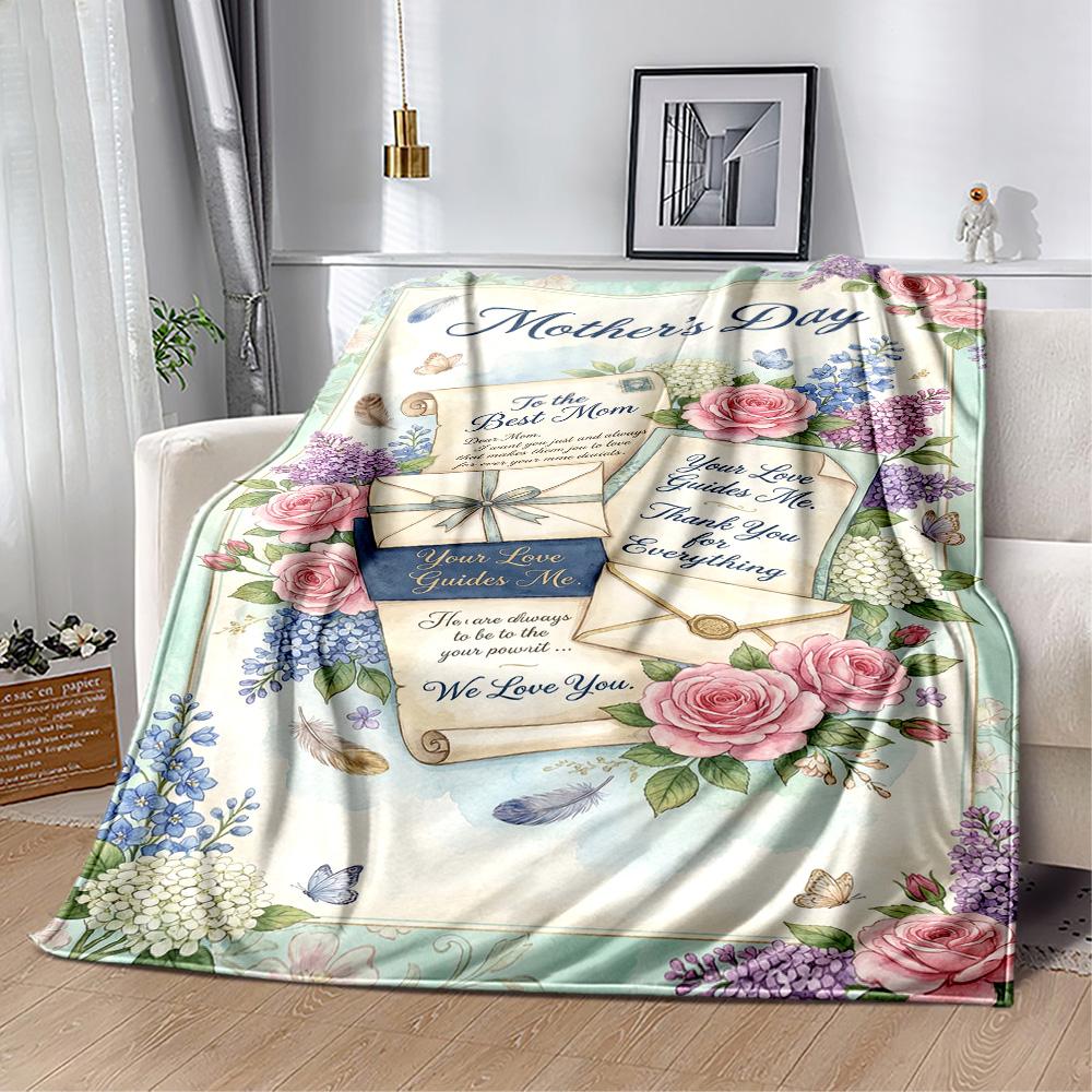 Mother's Day Greeting Card Blanket Suitable for Sofas,travel, Living Rooms Also a Good Gift for Friends and Family Suitable for All Seasons.