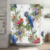 Parrot Bath Shower Curtain Print Home Decor Waterproof Fabric Shower Panels for Bathroom Decoration Blue Parrot Flowers Design