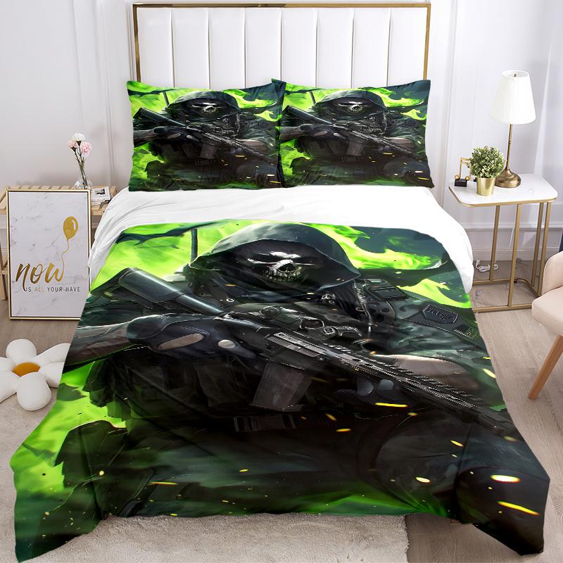 3pcs Call of Duty Decor Bedding Set-Universal Three-Piece Suit for Bedroom, Guest Room, Living Room, Hotel-Perfect Gift for Fans, Travelers,