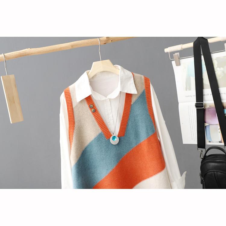 Spring Autumn Knitted Vest Tank Loose Sweater Coat Knitted Shirt Women's Wear