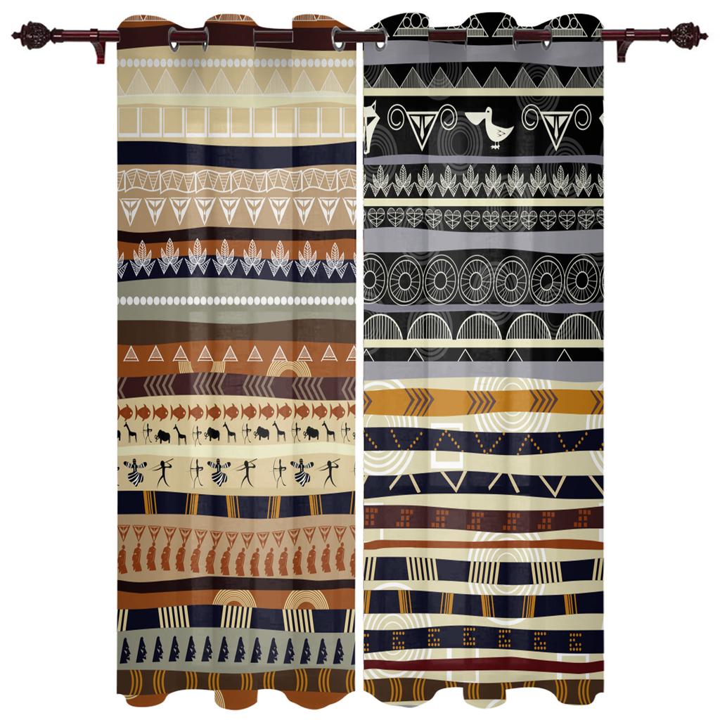 Ethnic Tribal Geometric Pattern Window Curtain For Living Room Bedroom Luxury Home Kitchen Decor Items Curtains