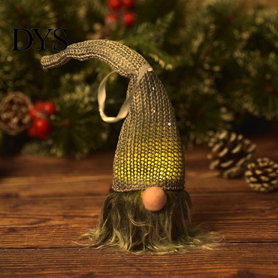 Handmade Plush Dwarf with Sequined Hat Light Up Christmas Gnome Decoration, Battery Operated Swedish Creative Gifts for Family Doll LED Tiered