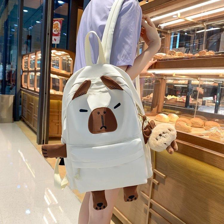 Schoolbag Kapibara school bag large capacity girl junior high school primary school students funny backpack capybara cute cartoon backpack