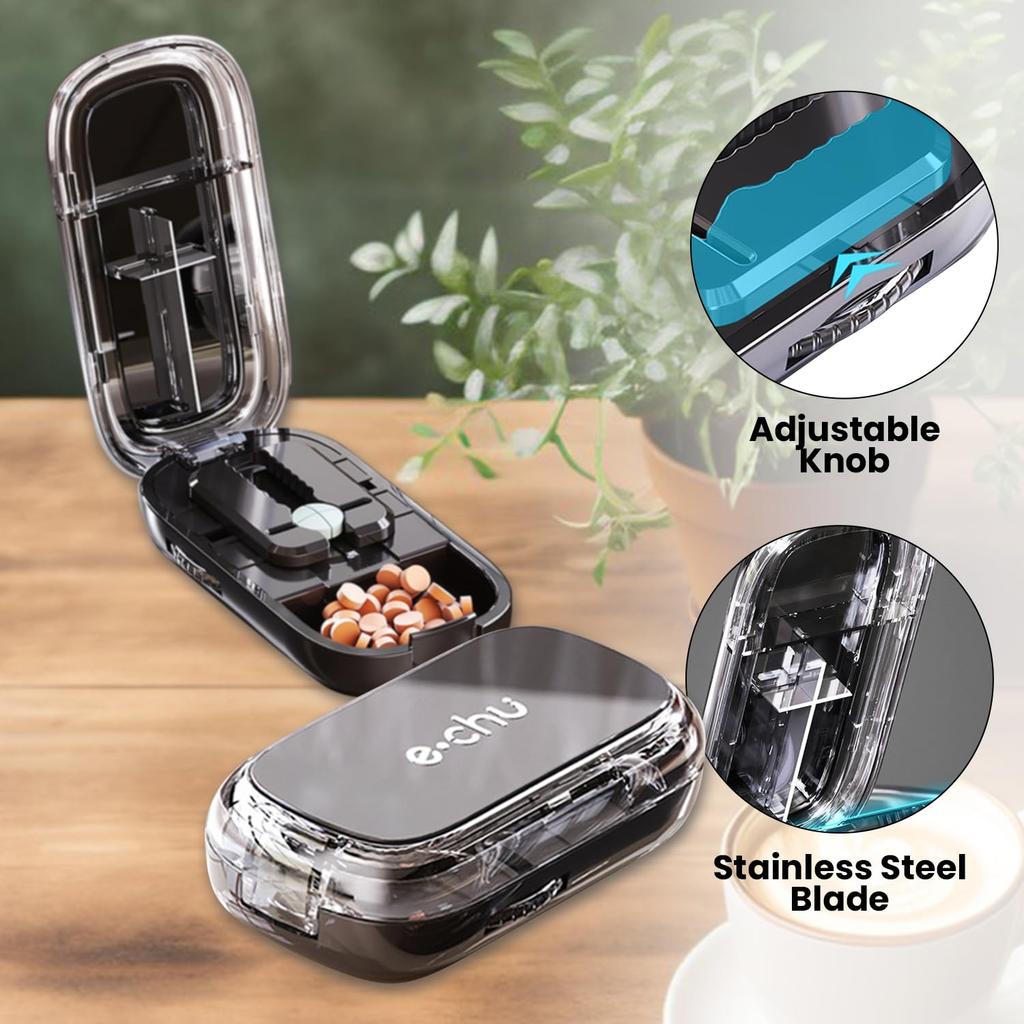 Portable 2/4 In 1 Pill Cutter Storage Box Reusable Medicine Containers Medicine Storage with Accurate Pill Alignment