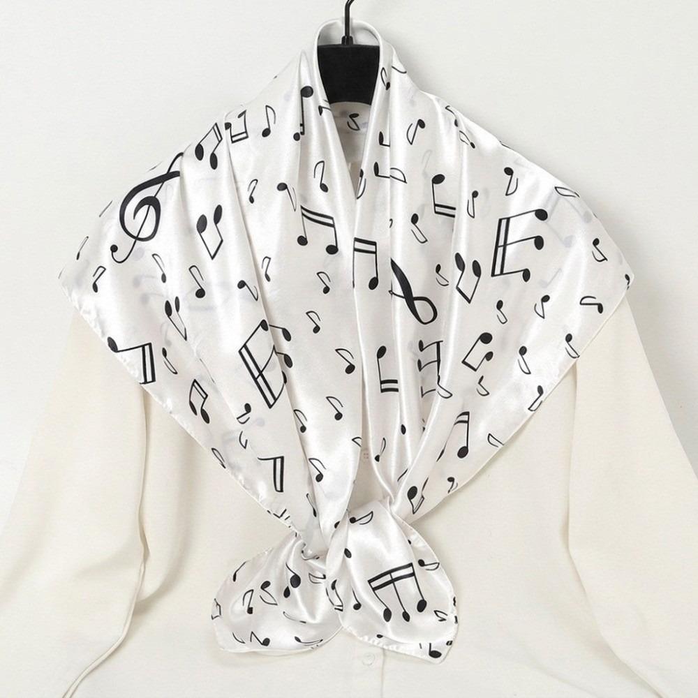 Lightweight Musical Note Shawl Breathable Square Headscarf Elegant Square Scarf Bag Accessories