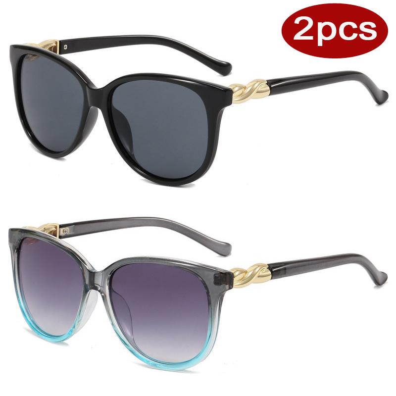 1 2pcs Fashion Round Large Sunglasses Gradient Lens Anti UV Sun Glasses Women Korean Style Streetwear UV400