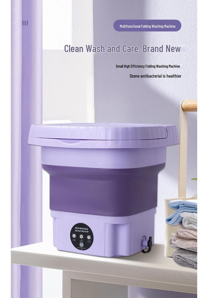 Compact Foldable Automatic Mini Washing Machine for Underwear and Socks - Ideal for College Students