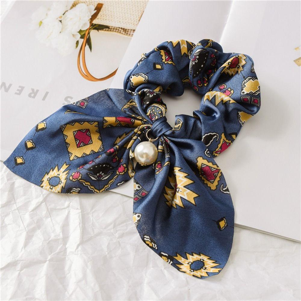 Bowknot Hair Tie Chiffon Pearl Headwear Fashion Hair Accessories