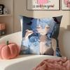 Game Genshin Ganyu Cushion Cover Pillowcase Short Plush Invisible zipper Room Sofa Cushion Cover