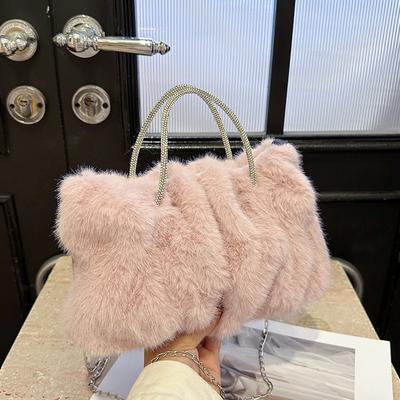 Nova bolsa de nuvem de outono e inverno bolsa de pelúcia portátil bolsa mensageiro simples versátil para mulheres bolsa de ombro com corrente da moda