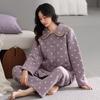 Air Cotton Pajamas Women'S Pure Cotton Long Sleeves Autumn And Winter Thickened Warm Interlayer Large Size Polka Dot Mother Loungewear
