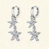 Crystal White Zircon Stone Star Hoop Earrings For Women Vintage Silver Color Wedding Jewelry